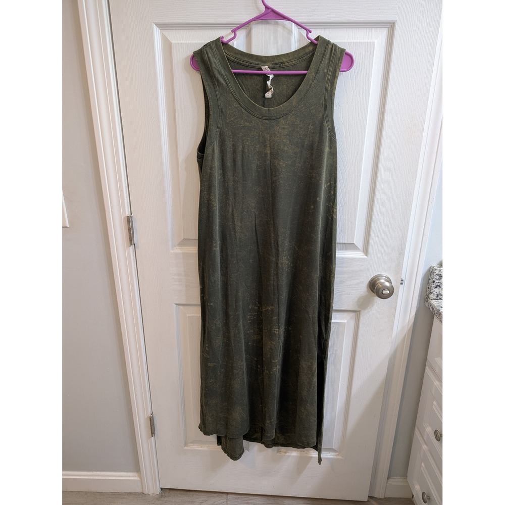 Lululemon All‎ Yours Tank Olive Green Tie Dye Sleeveless Maxi Dress - Size 10